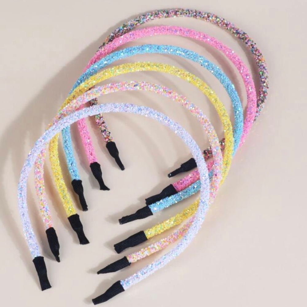 6pcs girls glitter rhinestone decor hair hoop